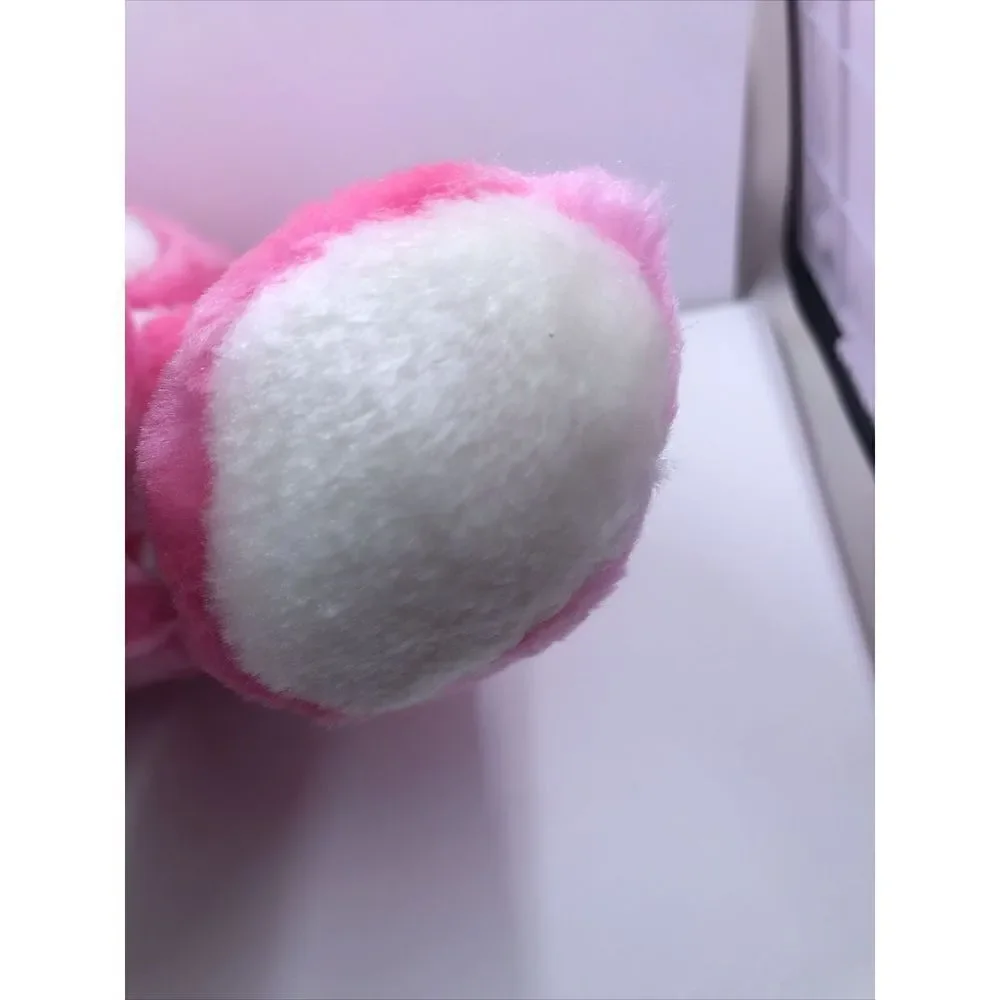 Vintage Pink white plush teddy bear Amusement Opryland Logo